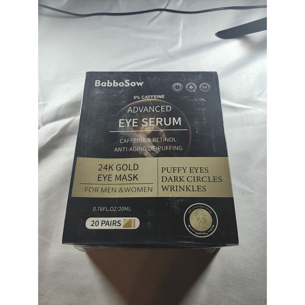 24K Gold Eye Mask (20 pcs) Eye Serum for Dark Circles, Puffy Eyes and Wrinkles
